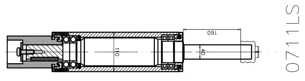 Complete schaafas - verticaal, met Quicklock, 150 mm (160 mm *ø 40 * ø 110) (C)