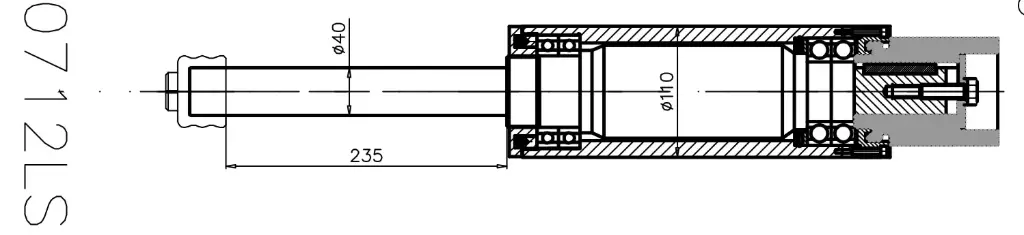 Ensemble de broche complet  pour Compact 1ère broche inférieure - horizontale, 300 mm (300 mm * ø 50 * ø 110)